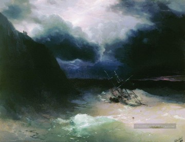 voile dans une tempête 1881 Romantique Ivan Aivazovsky russe Peinture à l'huile